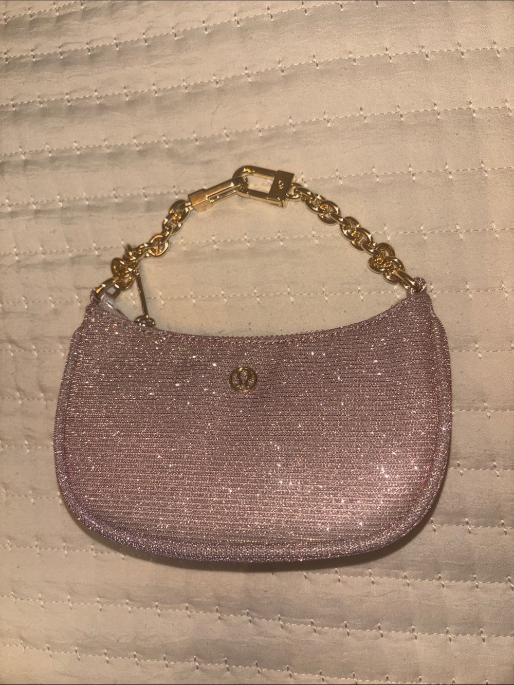 Lululemon Athletica Glitter City Essentials Nano Shoulder Bag in Rose Gold